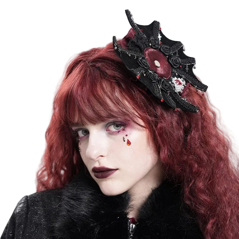 Requiem Bat Rose Hair Clip