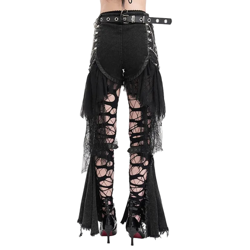 Broken Chain Irregular-Hem Shorts