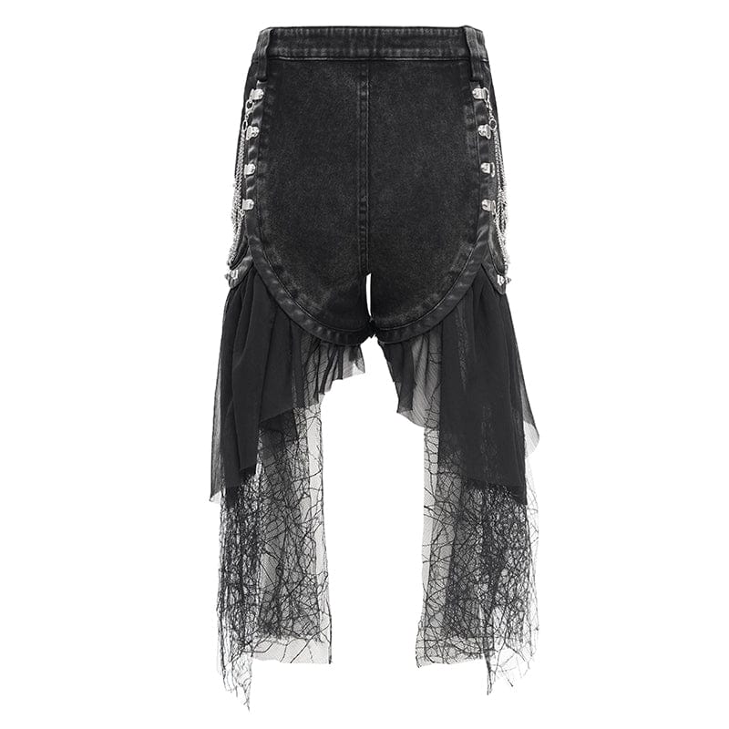 Broken Chain Irregular-Hem Shorts