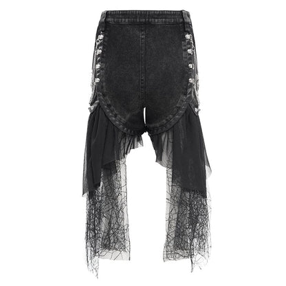 Broken Chain Irregular-Hem Shorts