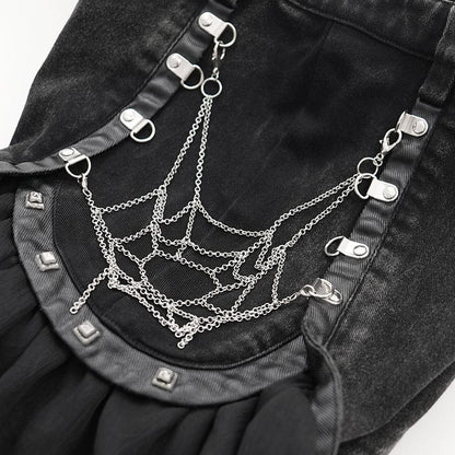 Broken Chain Irregular-Hem Shorts