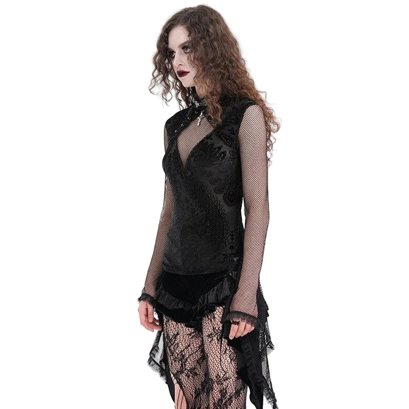 Thorn Window Cutout Lace Shirt