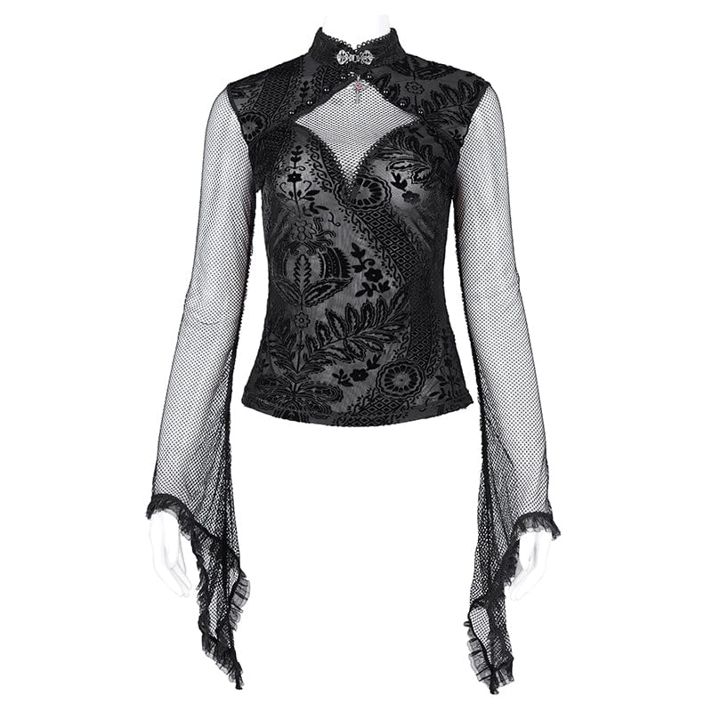 Thorn Window Cutout Lace Shirt