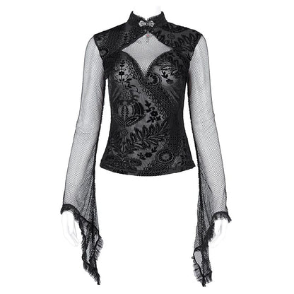 Thorn Window Cutout Lace Shirt
