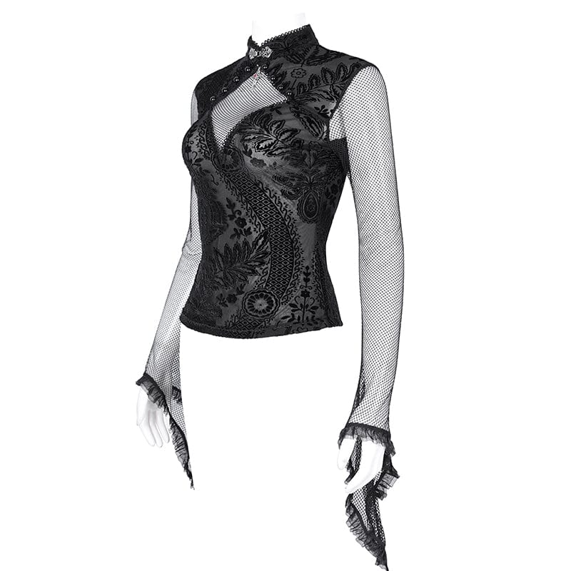 Thorn Window Cutout Lace Shirt