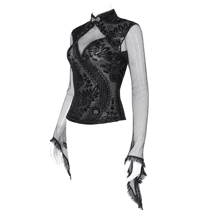 Thorn Window Cutout Lace Shirt