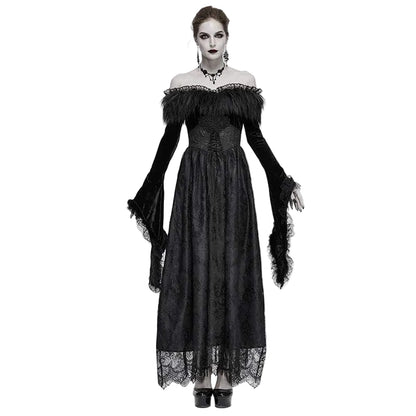 Winter Widow Faux-Fur Lace Gown