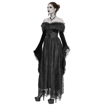 Winter Widow Faux-Fur Lace Gown