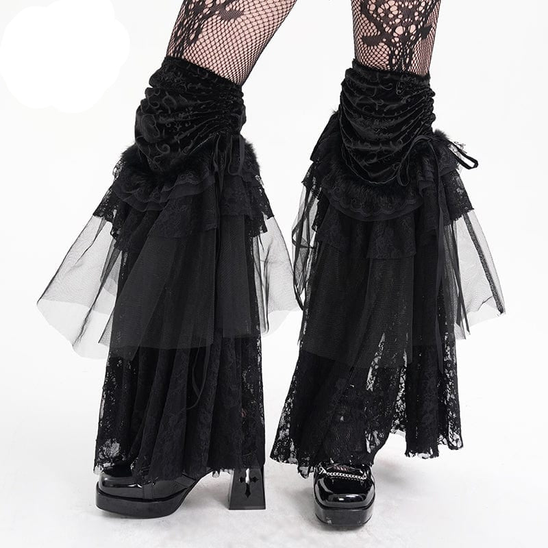 Mourning Veil Lace Leg Warmers