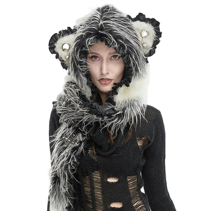 Night Familiar Cat-Ear Hooded Scarf front view