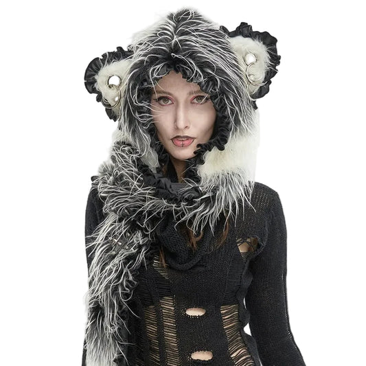 Night Familiar Cat-Ear Hooded Scarf front view
