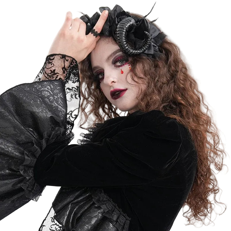 Dark Familiar Horned Mesh Headpiece
