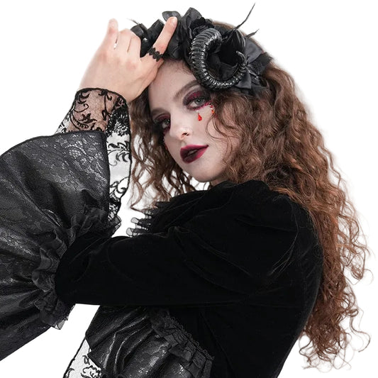 Dark Familiar Horned Mesh Headpiece