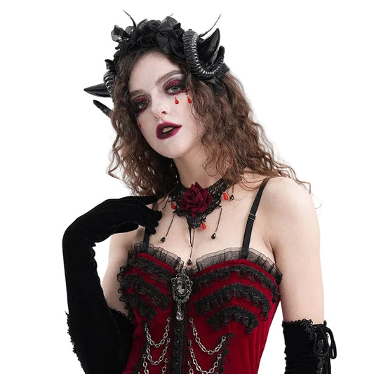 Dark Familiar Horned Mesh Headpiece