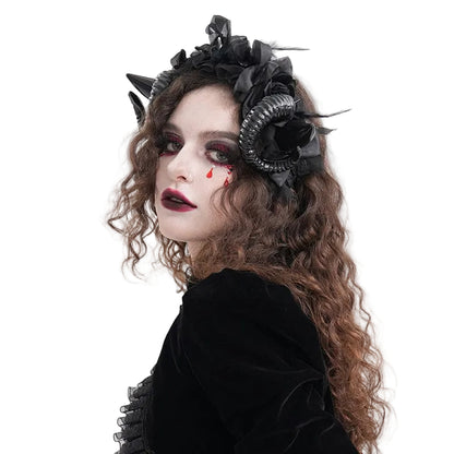 Dark Familiar Horned Mesh Headpiece