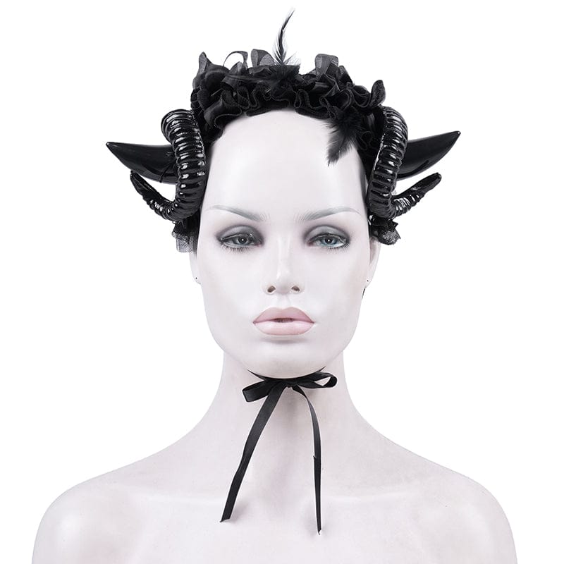 Dark Familiar Horned Mesh Headpiece
