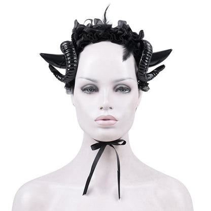 Dark Familiar Horned Mesh Headpiece