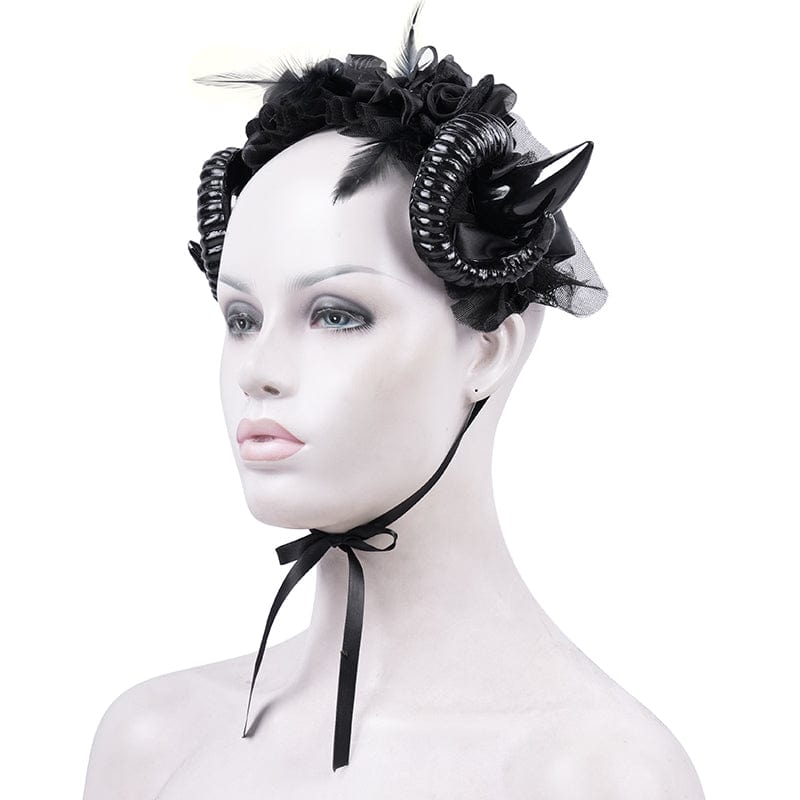 Dark Familiar Horned Mesh Headpiece