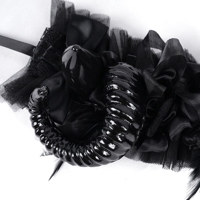Dark Familiar Horned Mesh Headpiece