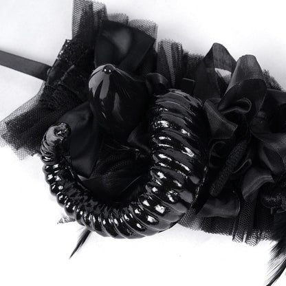 Dark Familiar Horned Mesh Headpiece