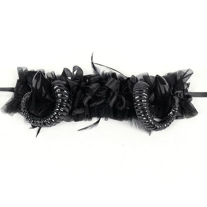 Dark Familiar Horned Mesh Headpiece