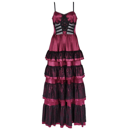 Crimson Cathedral Lace-Up Slip Dress