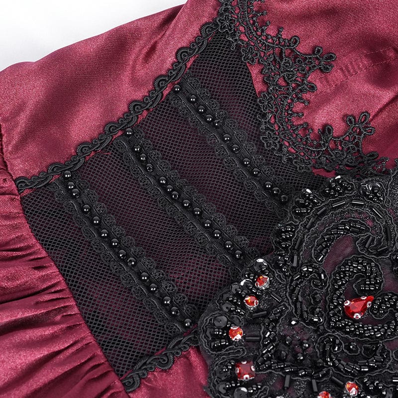 Crimson Cathedral Lace-Up Slip Dress