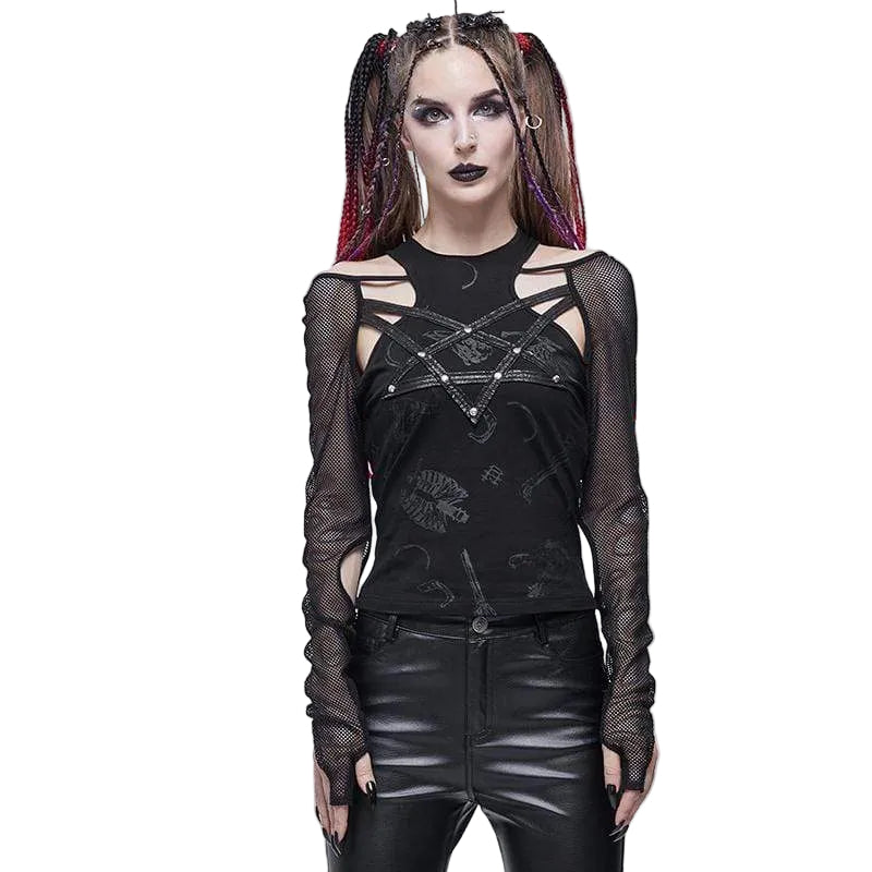 Ritual Star Pentagram Mesh Top