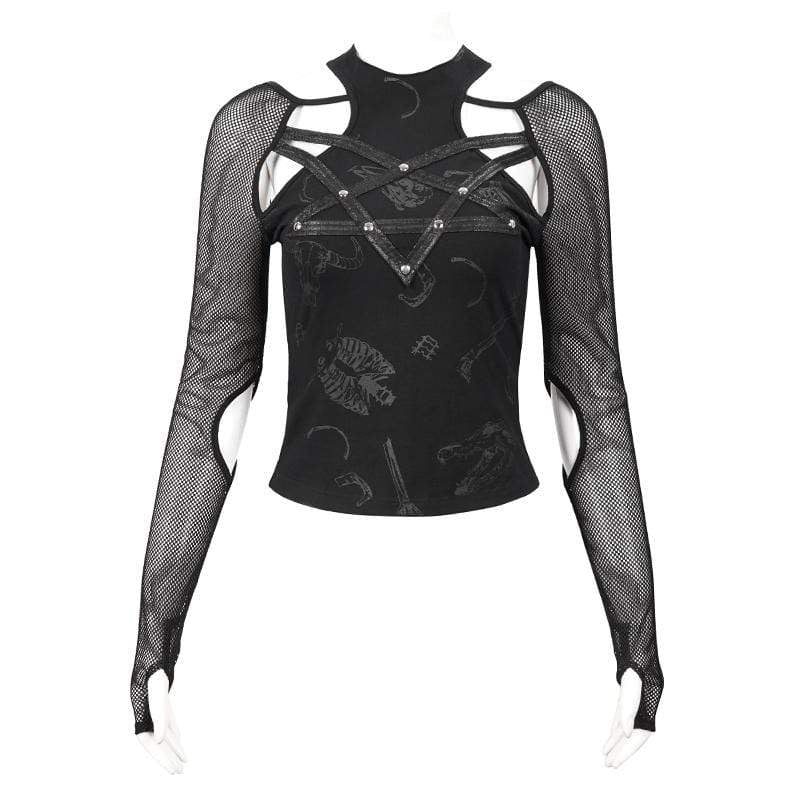 Ritual Star Pentagram Mesh Top