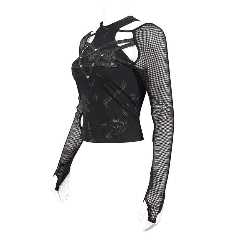 Ritual Star Pentagram Mesh Top