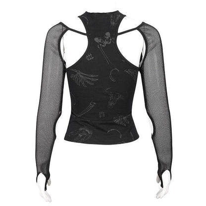 Ritual Star Pentagram Mesh Top