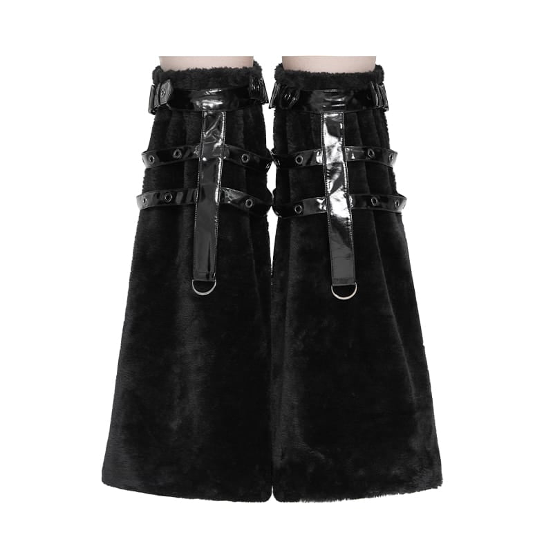 Black Beast Harness Plush Leg Warmers 9