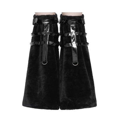 Black Beast Harness Plush Leg Warmers 9