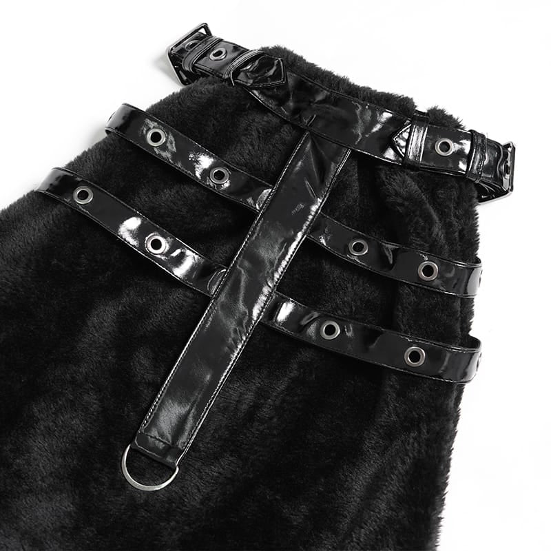 Black Beast Harness Plush Leg Warmers 11
