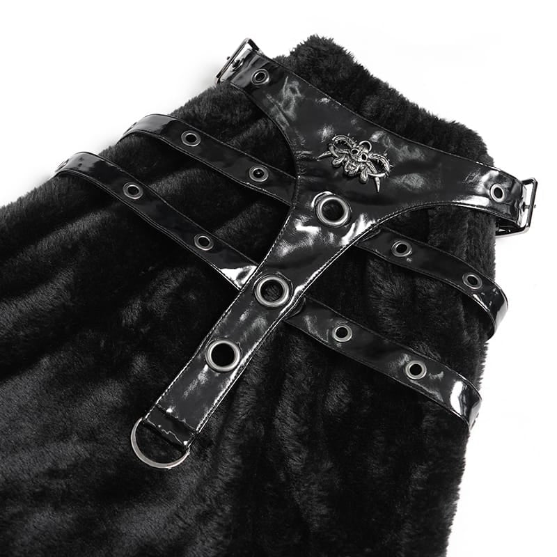 Black Beast Harness Plush Leg Warmers 10