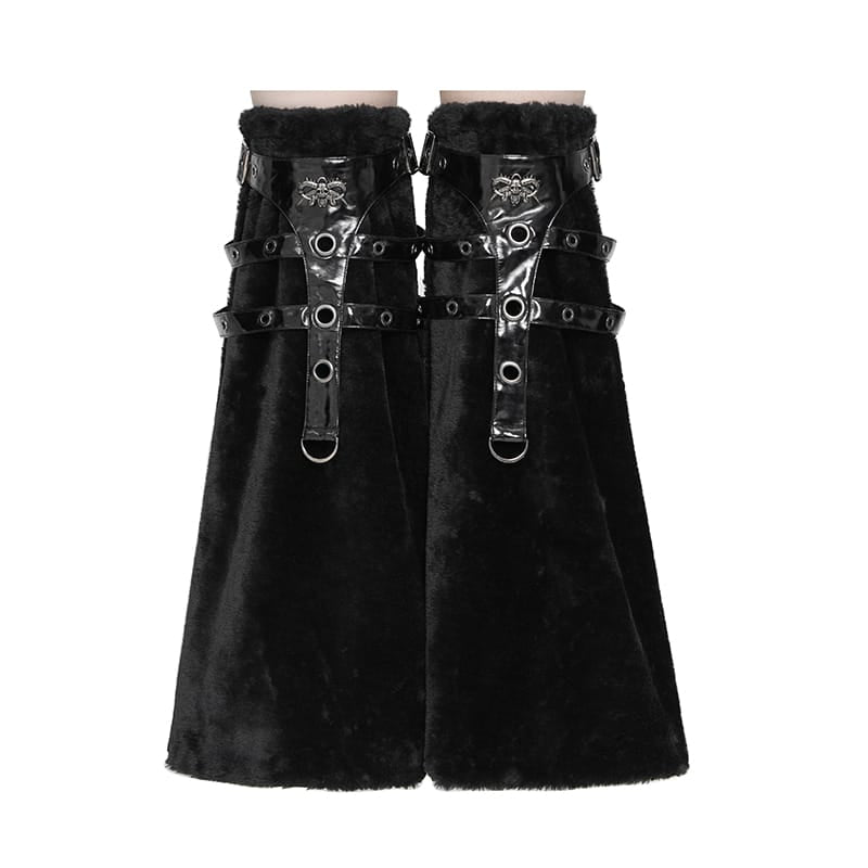 Black Beast Harness Plush Leg Warmers 7