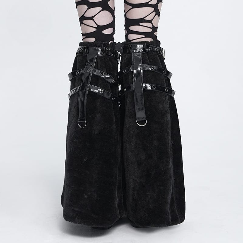 Black Beast Harness Plush Leg Warmers 4