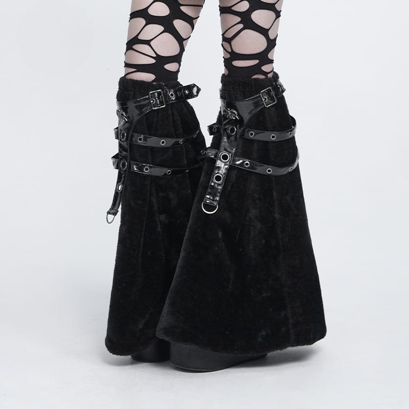Black Beast Harness Plush Leg Warmers 3