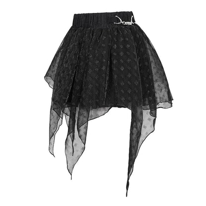 Shattered Veil Layered Mesh Skirt