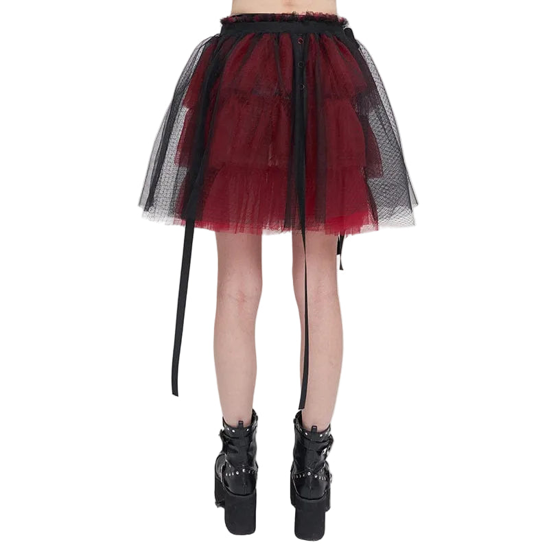 Crimson Doll Layered Mesh Skirt