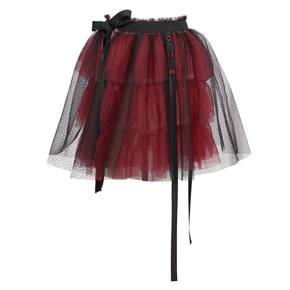 Crimson Doll Layered Mesh Skirt