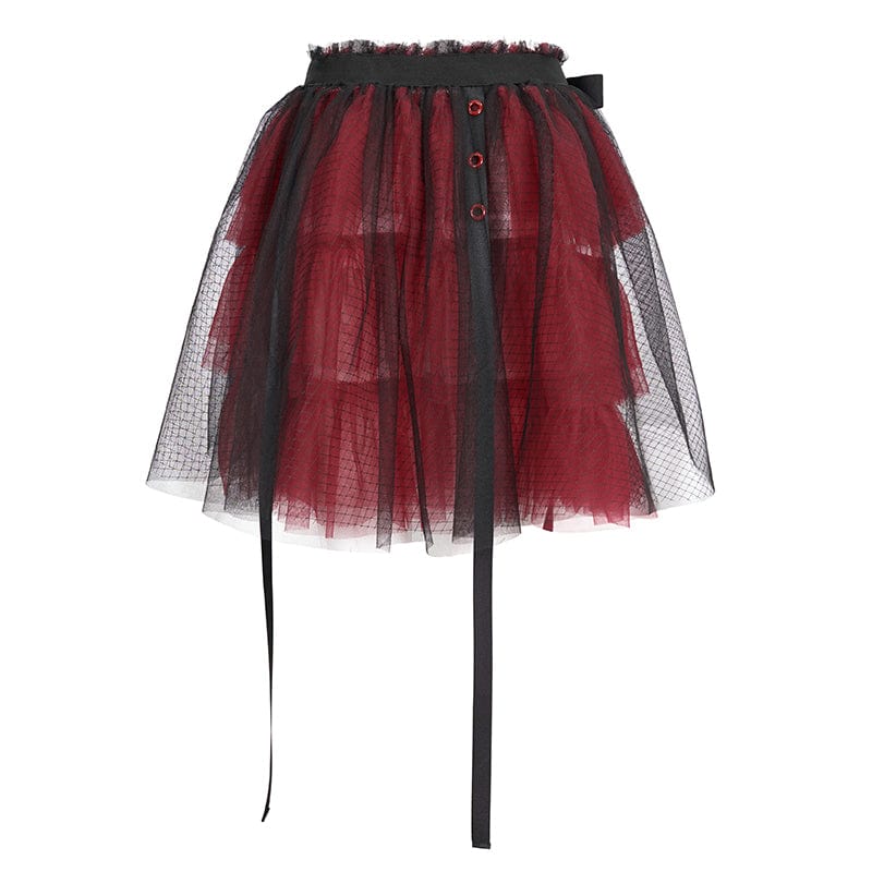 Crimson Doll Layered Mesh Skirt
