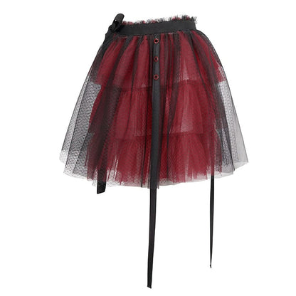Crimson Doll Layered Mesh Skirt