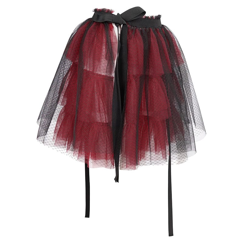 Crimson Doll Layered Mesh Skirt