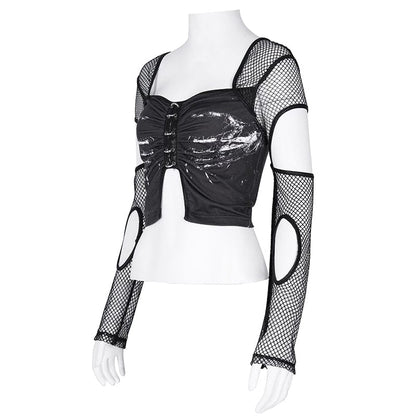 Razor Window Cutout Mesh Crop Top
