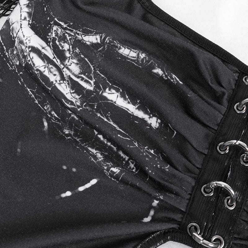 Razor Window Cutout Mesh Crop Top