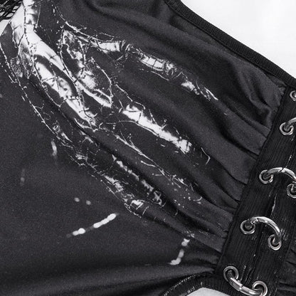 Razor Window Cutout Mesh Crop Top