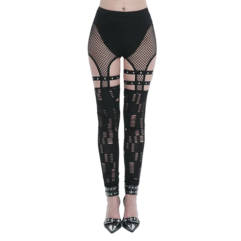Fracture Line Cutout Mesh Leggings