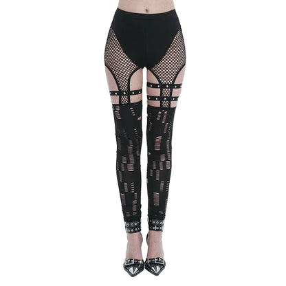 Fracture Line Cutout Mesh Leggings