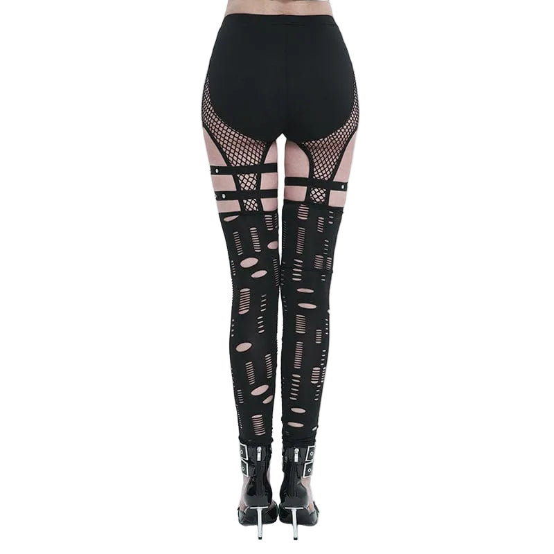 Fracture Line Cutout Mesh Leggings